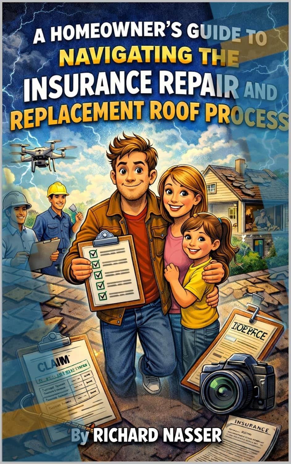 Book cover: A Homeowner’s Guide to Navigating the Insurance Repair and Replacement Roof Process by Richard Nasser