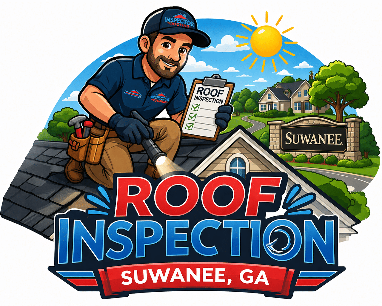 Free roof inspection in Suwanee GA documenting storm damage on shingles