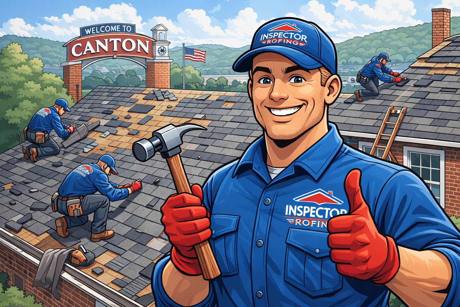 Canton roofing company team from Inspector Roofing and Restoration providing roof inspections insurance claims support and roof replacement services in Canton Georgia