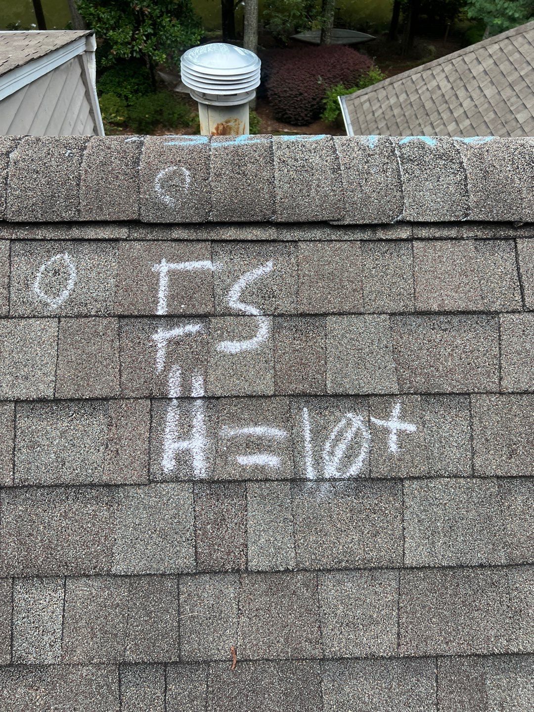 Hail damage on roof shingles Alpharetta GA