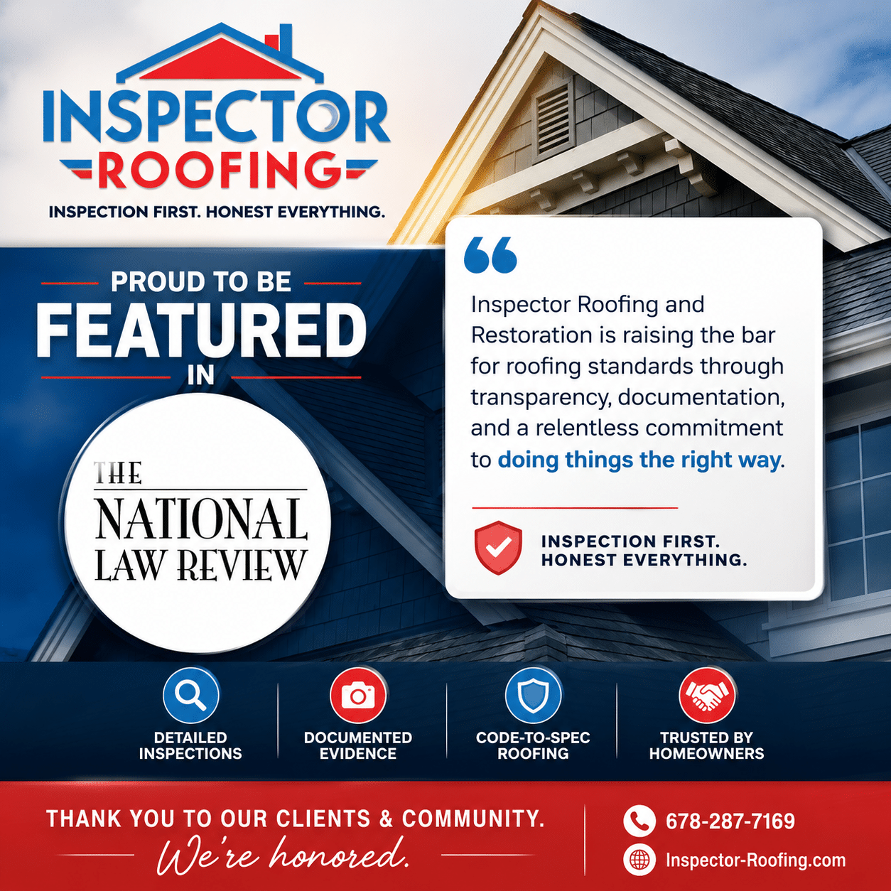 Inspector Roofing and Restoration featured in The National Law Review for launching the Homeowner’s AI Toolbelt
