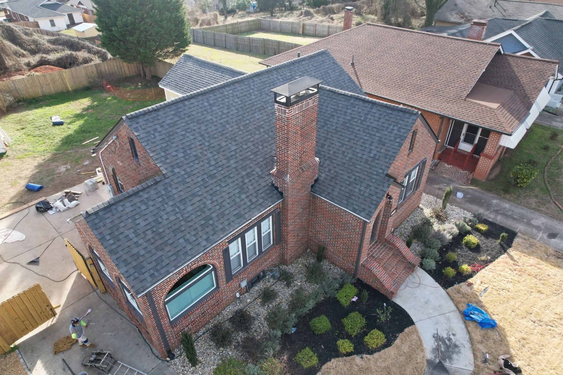 A finished roof we installed, photographed by drone