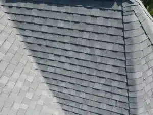 Ridge and hip lines of an asphalt shingle roof