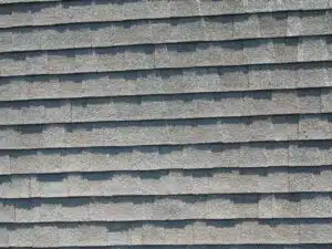 Shingle roof field showing weathering and granule wear patterns